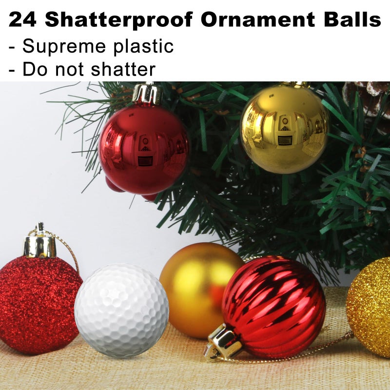 GameXcel Red & Gold 1.6"" Small Christmas Balls Christmas Tree Decoration Ornaments Shatterproof Hanging Balls for Birthday Halloween Holiday Wedding Decorations Set of 24pcs - Image 3