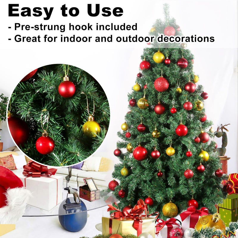 GameXcel Red & Gold 1.6"" Small Christmas Balls Christmas Tree Decoration Ornaments Shatterproof Hanging Balls for Birthday Halloween Holiday Wedding Decorations Set of 24pcs - Image 5