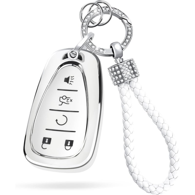 'S Test Model Silver-Edged Car Key Case Bag With Diamond-Encrusted Braided Rope Car Key Chain Pendant Case - Image 2