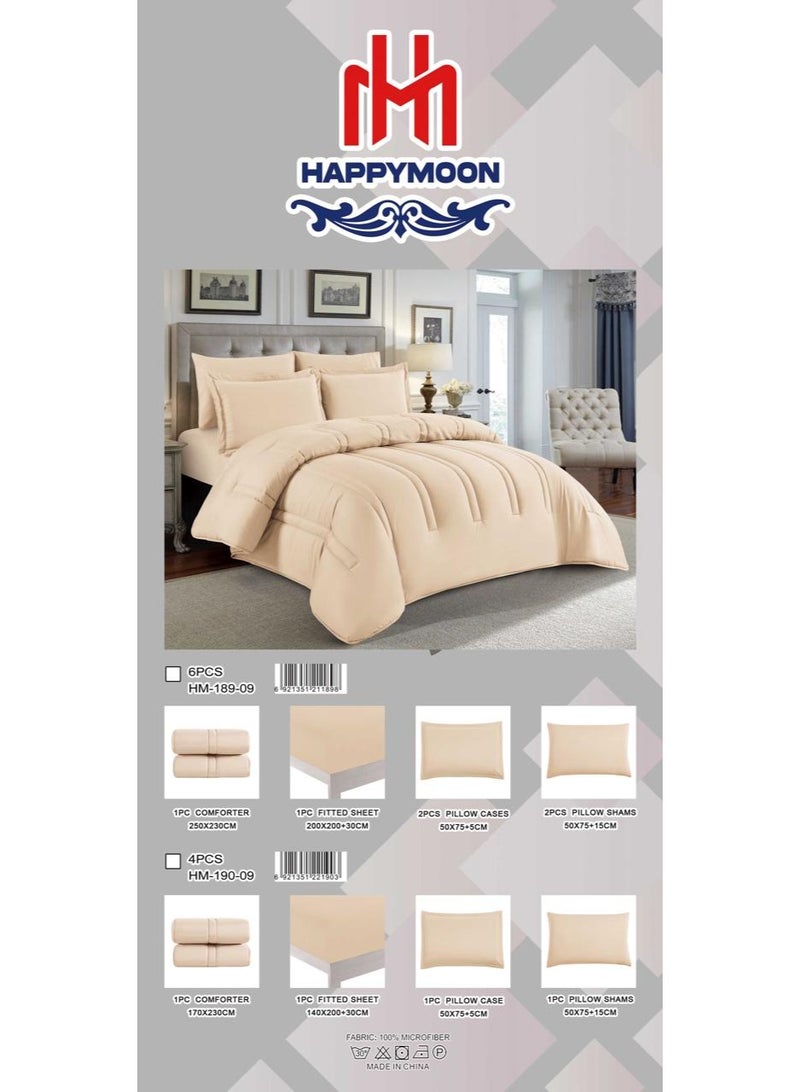 Happymoon Solid Color Comforter Set Single Size 4 Pieces Microfiber Bedding Set Luxury Soft Bed Set with Fitted Sheet & Pillow Sham, Lightweight All Season Comforter 230x170 cm Snap Closure - Image 2