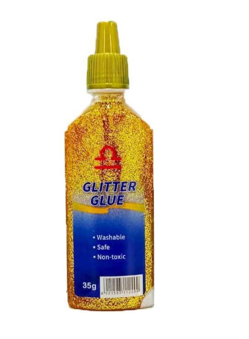 Libra Glitter Glue Bottle Yellow 35g - Image 1