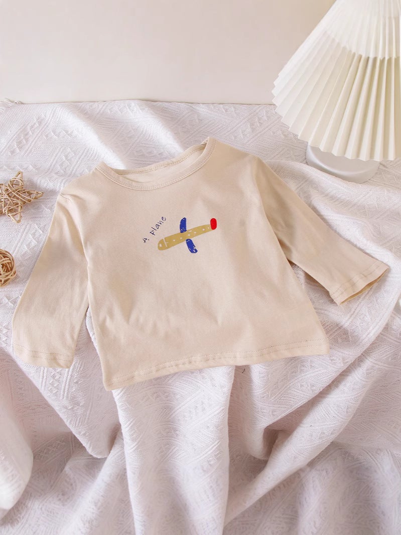 100% Pure Cotton Children'S Cartoon Base Layer New Style Boys And Girls Trendy Printed Toddler Fun Long-Sleeve T-Shirt Casual - Image 5