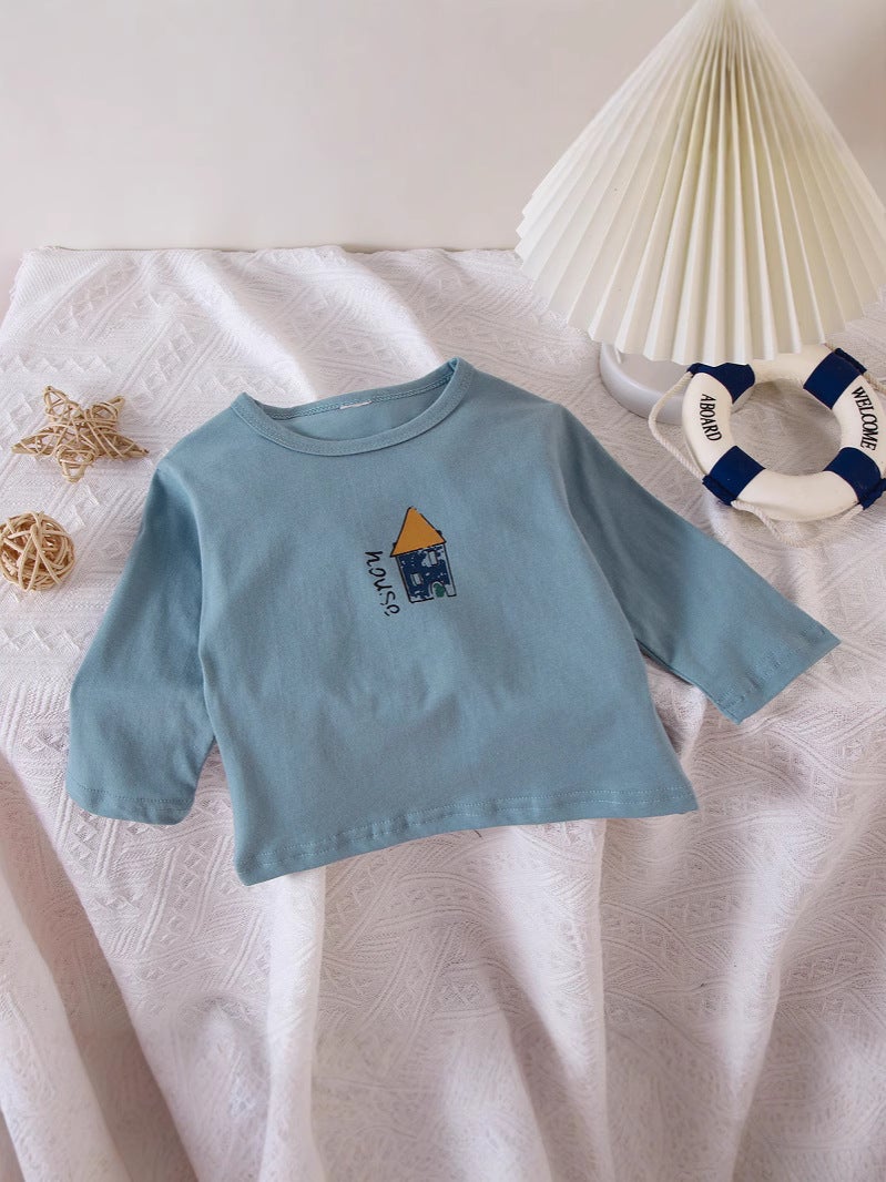100% Pure Cotton Children'S Cartoon Base Layer New Style Boys And Girls Trendy Printed Toddler Fun Long-Sleeve T-Shirt Casual - Image 3