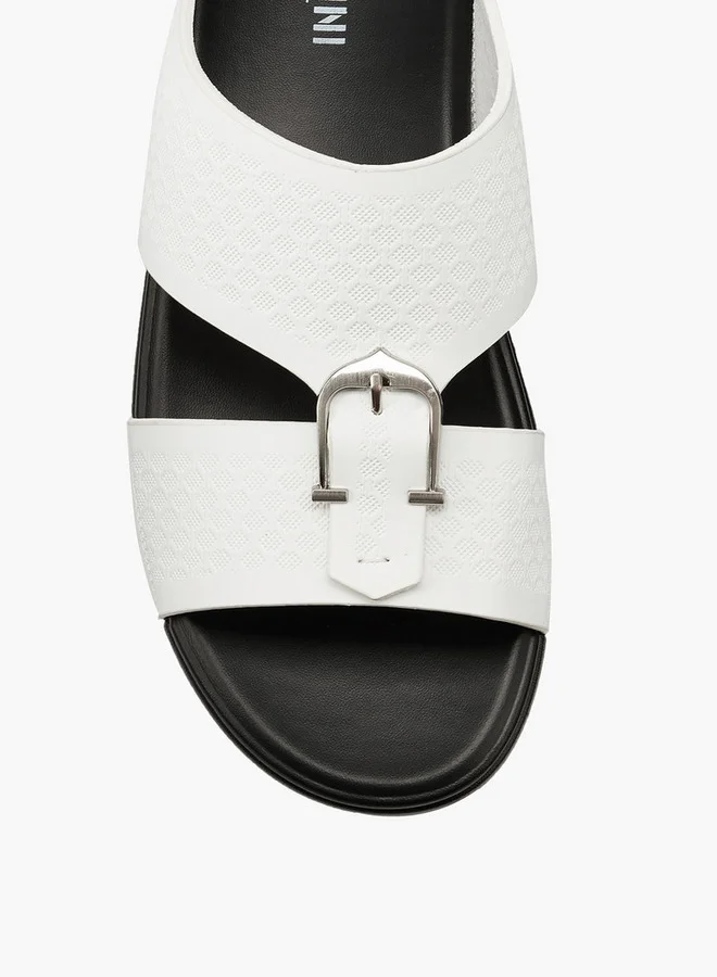 DUCHINI Men's Buckle Accent Arabic Slip-On Sandals