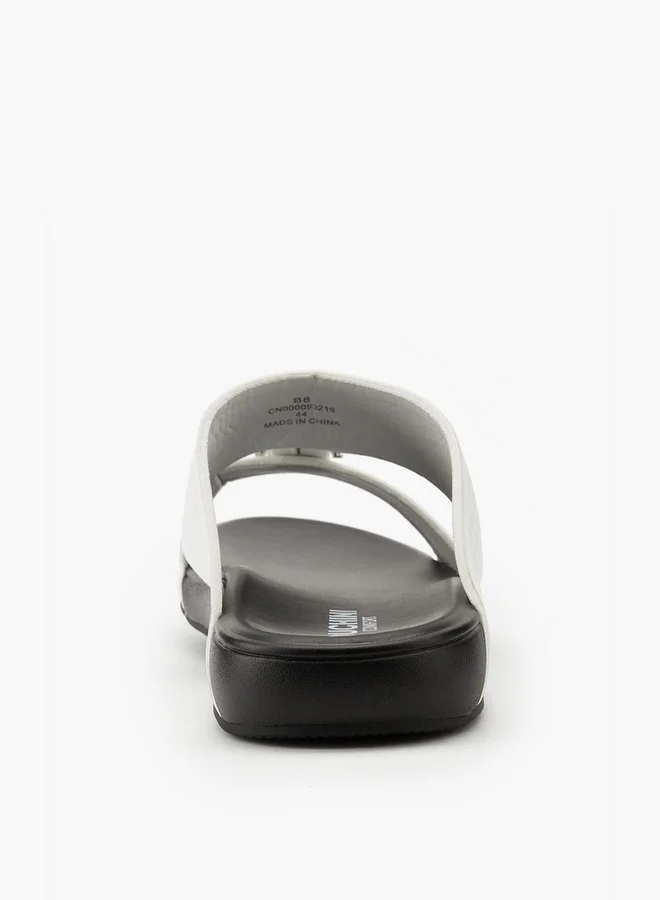 DUCHINI Men's Buckle Accent Arabic Slip-On Sandals