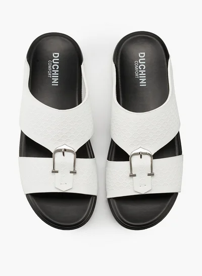 DUCHINI Men's Buckle Accent Arabic Slip-On Sandals