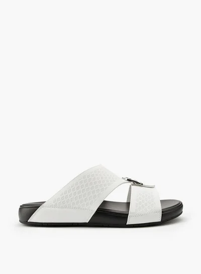 DUCHINI Men's Buckle Accent Arabic Slip-On Sandals