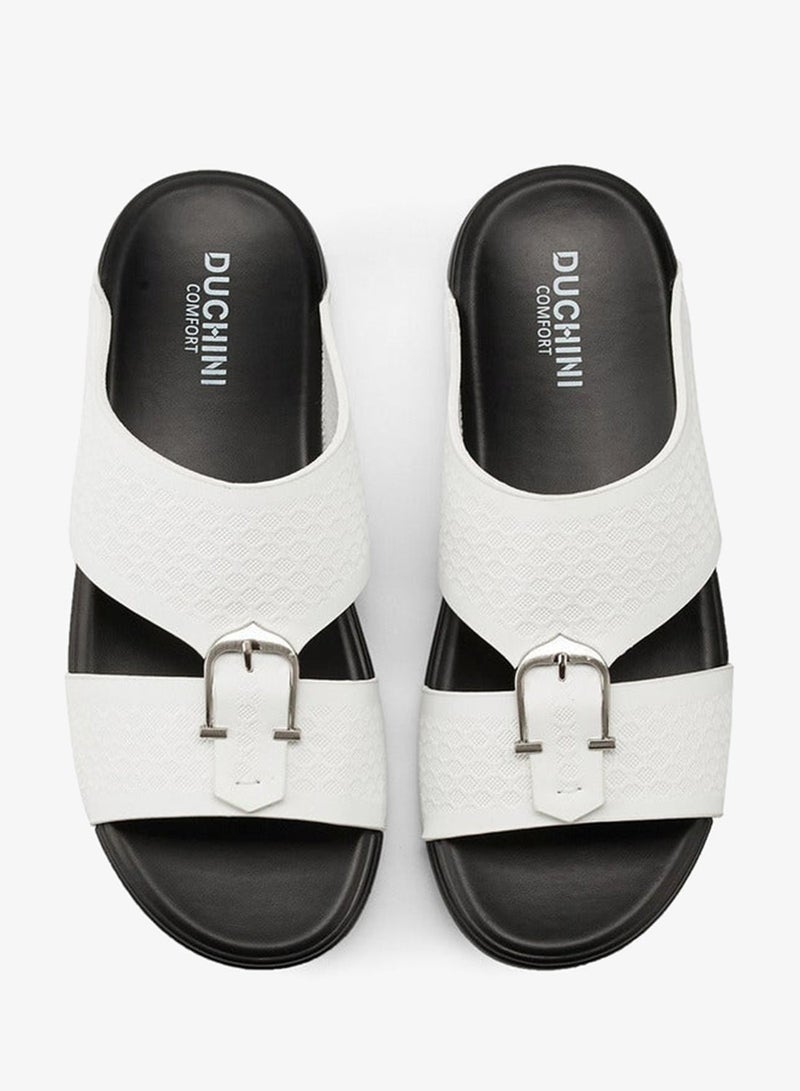 DUCHINI Men's Buckle Accent Arabic Slip-On Sandals - Image 1