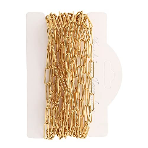 Andblue 16.4 Feet Necklace Chains for Jewelry Making, Gold Plated Stainless Steel Chains Bulk for DIY Necklace Bracelet Pendant Supplies - Image 1