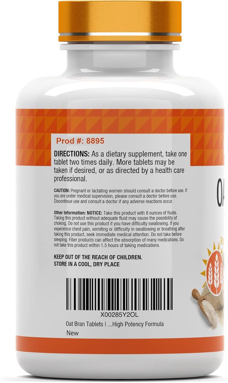 tnvitamins Oat Bran Tablets  365 Tablets x 1000 MG per Tablet  Oat Fiber Tablets  Soluble  Dietary Fiber Supplement  May Support Digestive Health - Image 3