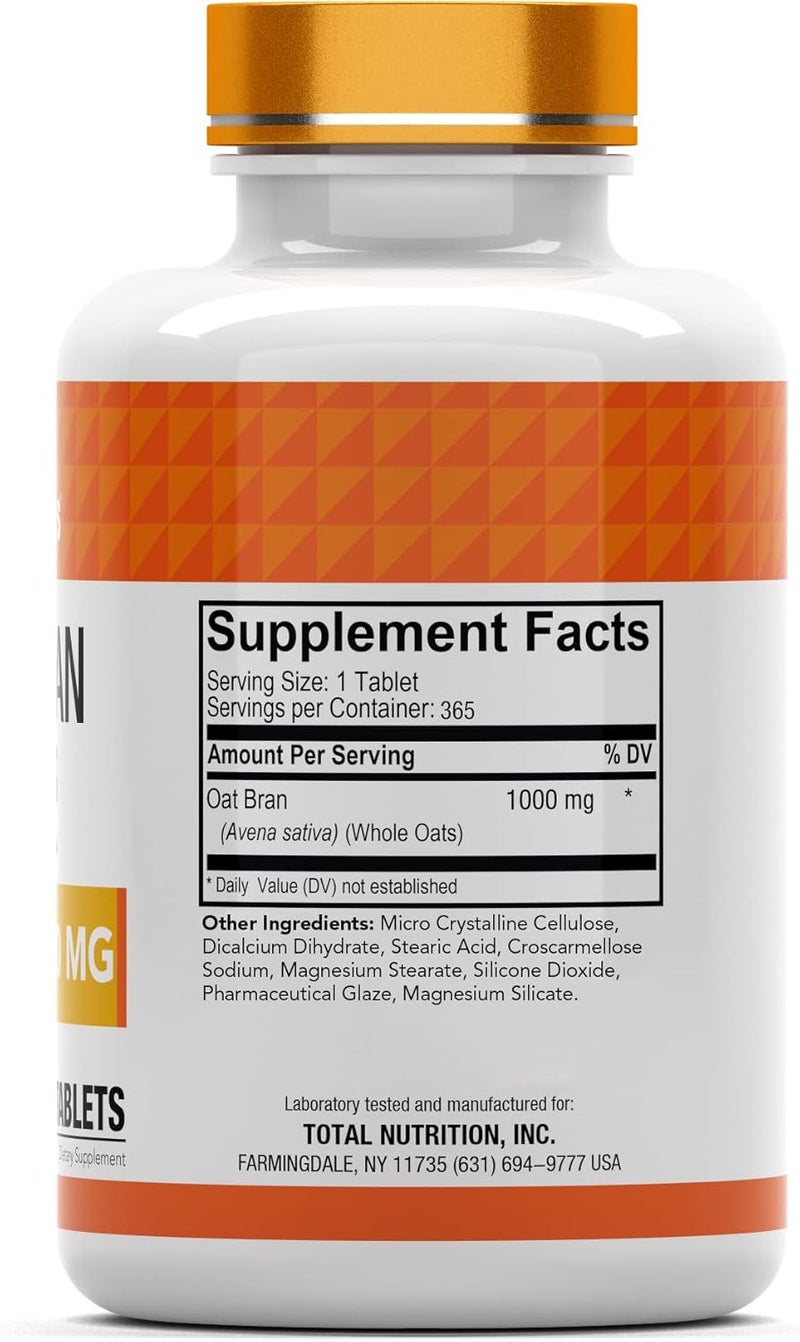 tnvitamins Oat Bran Tablets  365 Tablets x 1000 MG per Tablet  Oat Fiber Tablets  Soluble  Dietary Fiber Supplement  May Support Digestive Health - Image 2