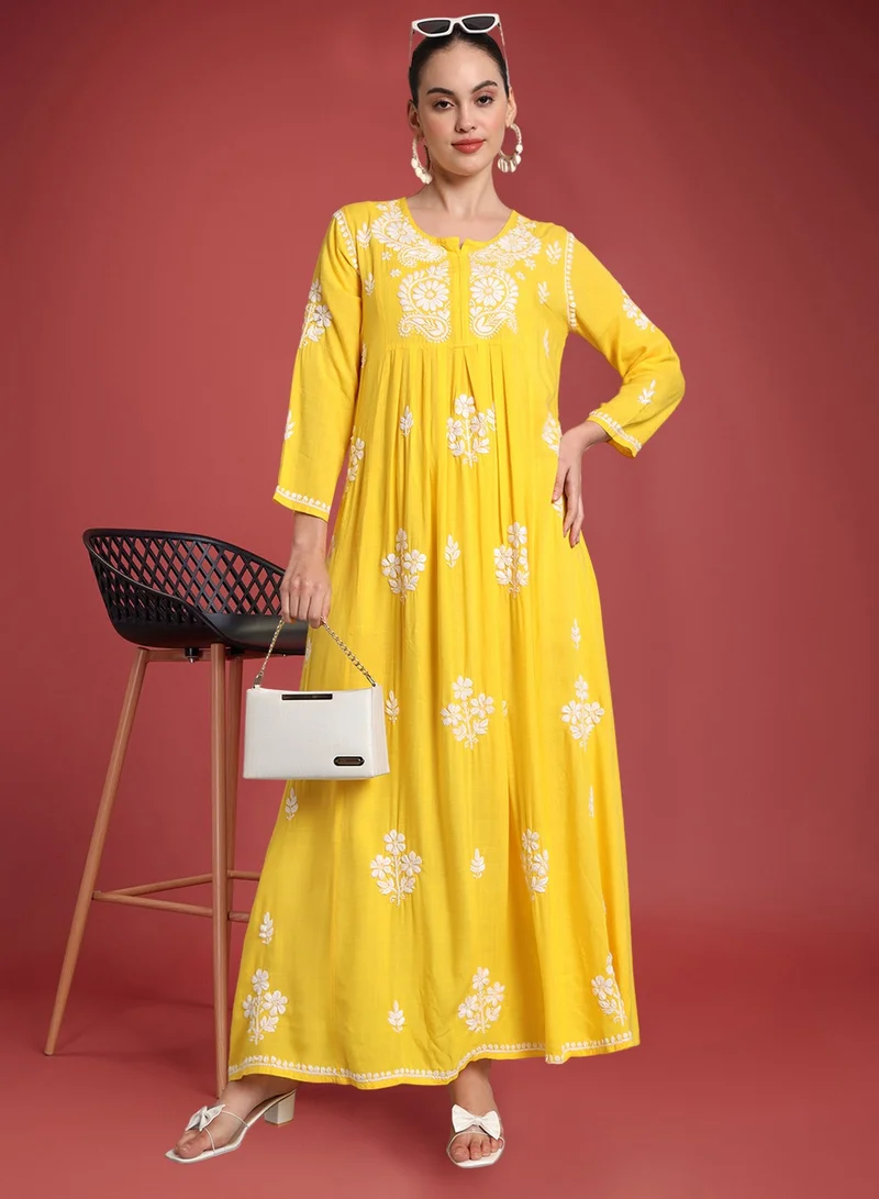 Alaya Hand Embroidered Chikankari Rayon Jalabiya-AL4012