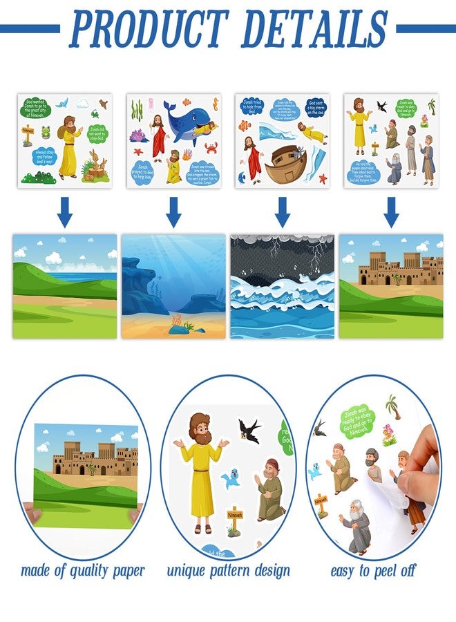 Marspark 12 Pcs Jonah and The Whale Scene Stickers Set Religious Bible Crafts Kit DIY Scene Stickers Vacation Bible Craft for Christian Art DIY Project Supplies VBS Party Activities - Image 4