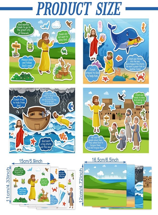 Marspark 12 Pcs Jonah and The Whale Scene Stickers Set Religious Bible Crafts Kit DIY Scene Stickers Vacation Bible Craft for Christian Art DIY Project Supplies VBS Party Activities - Image 3