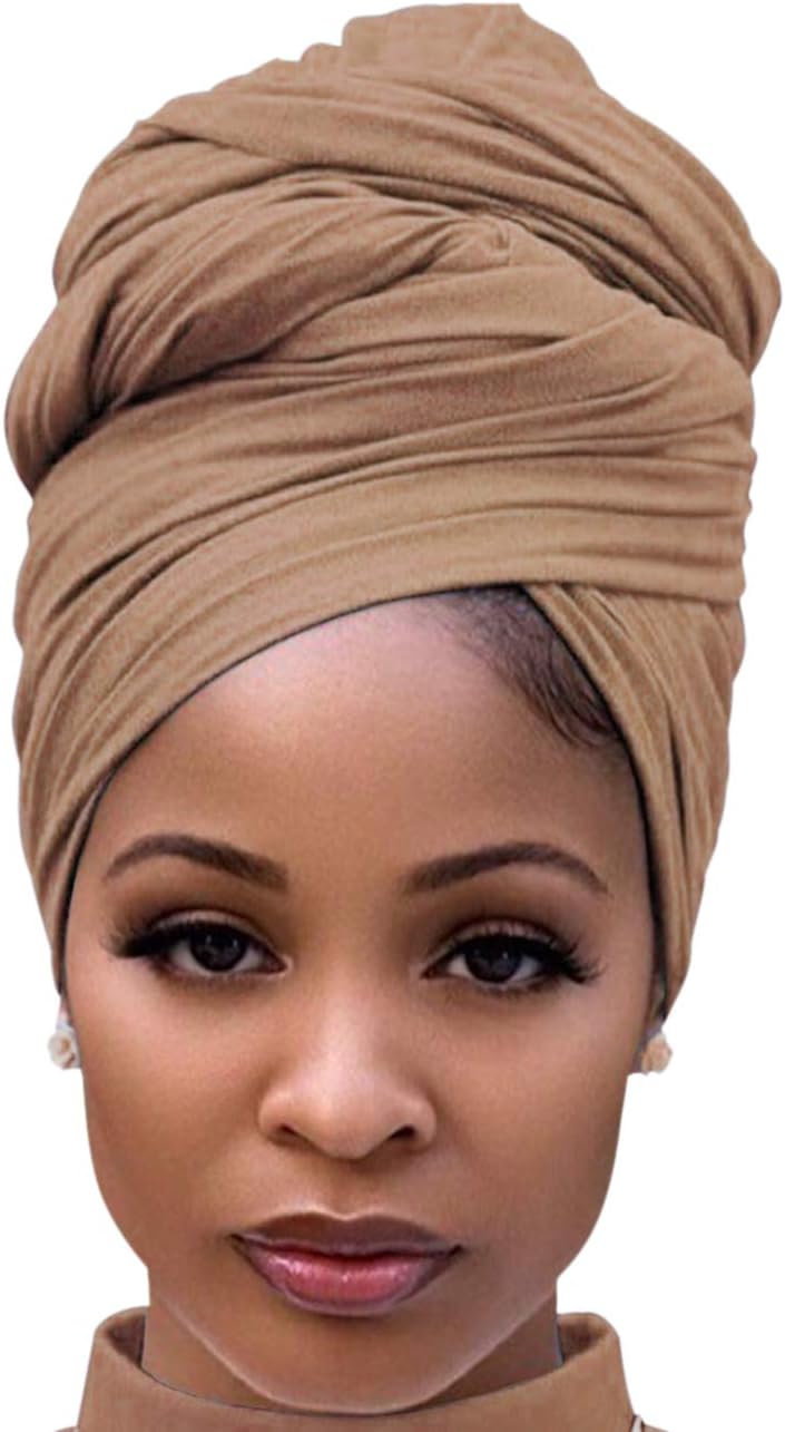 Harewom Head Wraps for Black Women Stretch Head Scarf Long African Hair Wraps Turban Headwraps Jersey Headbands - Image 1