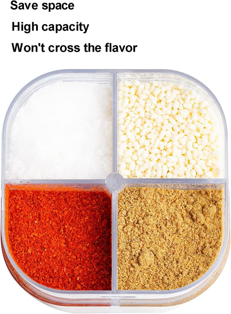 Miayon 2 Pack 4 in 1 Spice Container Salt and Pepper Shaker Transparent Seasoning Shaker Can Filter Lumps Spice Jars for Home Restaurant Camping Travel Cooking BBQ - Image 3
