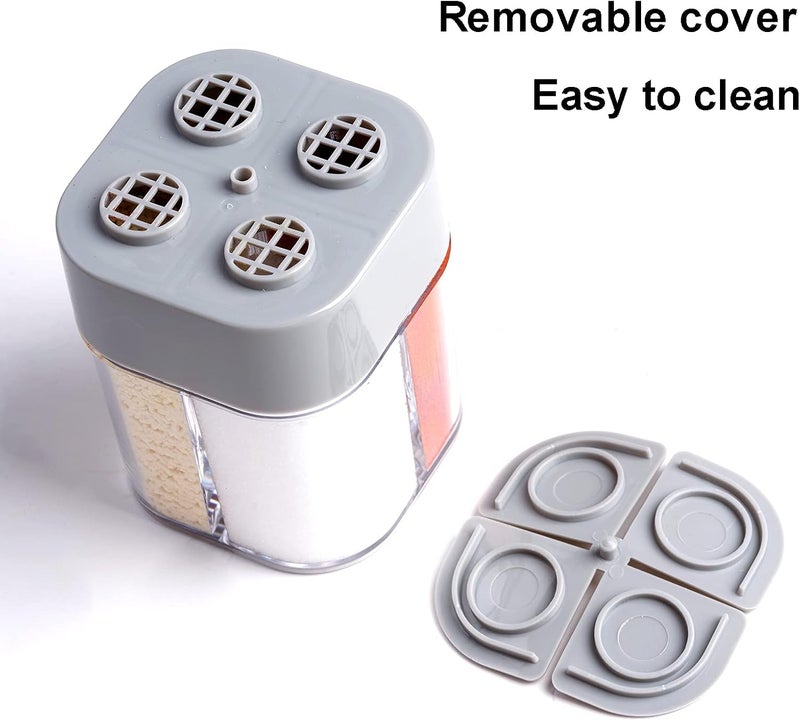 Miayon 2 Pack 4 in 1 Spice Container Salt and Pepper Shaker Transparent Seasoning Shaker Can Filter Lumps Spice Jars for Home Restaurant Camping Travel Cooking BBQ - Image 4