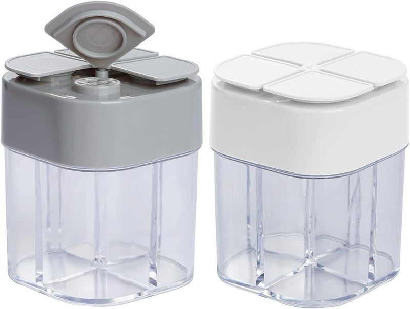 Miayon 2 Pack 4 in 1 Spice Container Salt and Pepper Shaker Transparent Seasoning Shaker Can Filter Lumps Spice Jars for Home Restaurant Camping Travel Cooking BBQ - Image 1