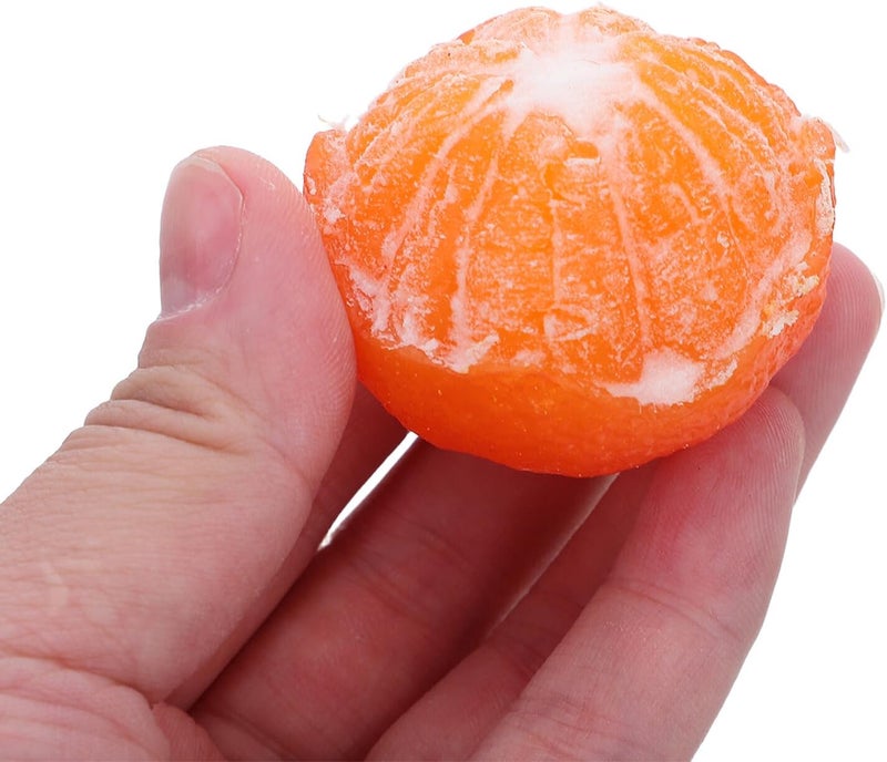 نظام تخزين نظامي، آمن ومطابق للمعايير مجموعة NUOBESTY المكونة من 5 حبات برتقال ��ناعي واقعي – تقشير كامل الحجم بنسبة 1:1 وزينة فاكهة حمضيات محاكاة لعرض المطبخ، ودعائم التصوير، وديكور متجر البرتقال - Image 4