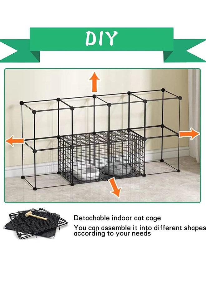 HQ-GAMING - Dog Play Pens for Indoor Dog Puppy Cat Pen Small Animal Cage Indoor Portable Metal Wire Yard Fence  for Small Animals Rabbits Kennel Crate Fence Tent Black(Without light strings) - Image 1