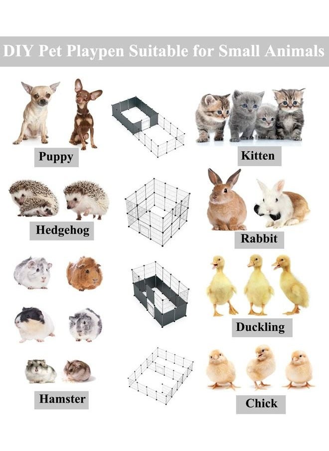 HQ-GAMING - Dog Play Pens for Indoor Dog Puppy Cat Pen Small Animal Cage Indoor Portable Metal Wire Yard Fence  for Small Animals Rabbits Kennel Crate Fence Tent Black(Without light strings) - Image 1