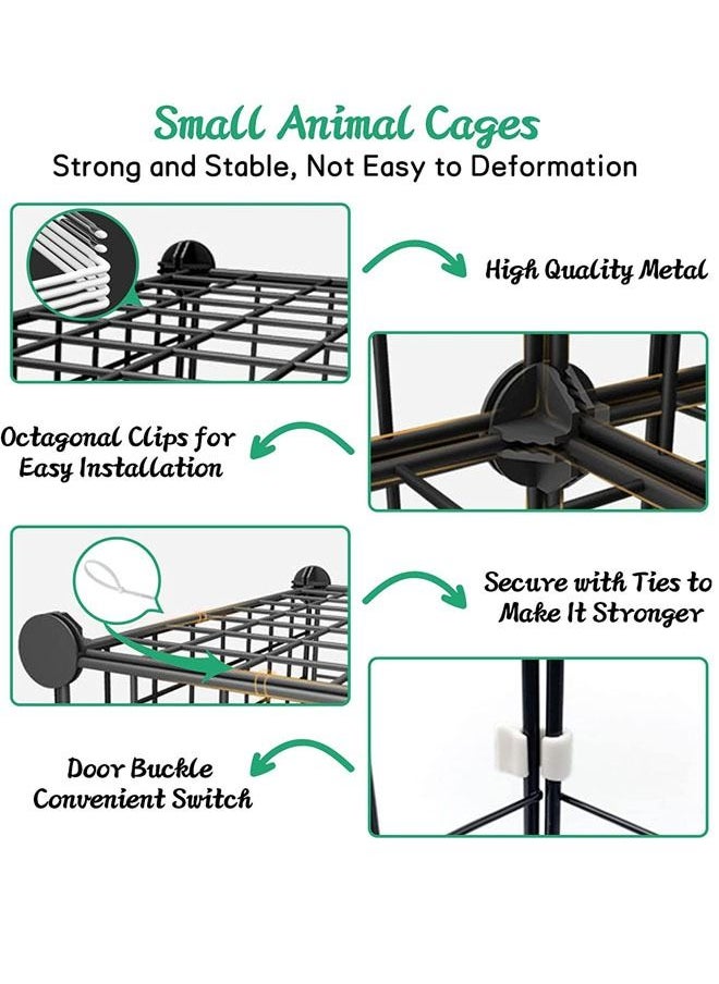 HQ-GAMING - Dog Play Pens for Indoor Dog Puppy Cat Pen Small Animal Cage Indoor Portable Metal Wire Yard Fence  for Small Animals Rabbits Kennel Crate Fence Tent Black(Without light strings) - Image 1