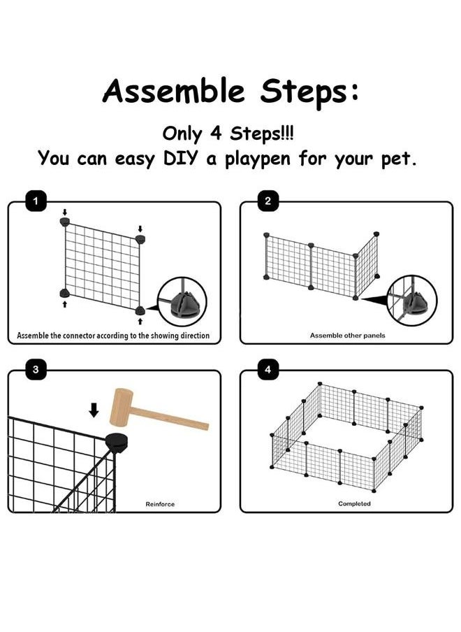HQ-GAMING - Dog Play Pens for Indoor Dog Puppy Cat Pen Small Animal Cage Indoor Portable Metal Wire Yard Fence  for Small Animals Rabbits Kennel Crate Fence Tent Black(Without light strings) - Image 1