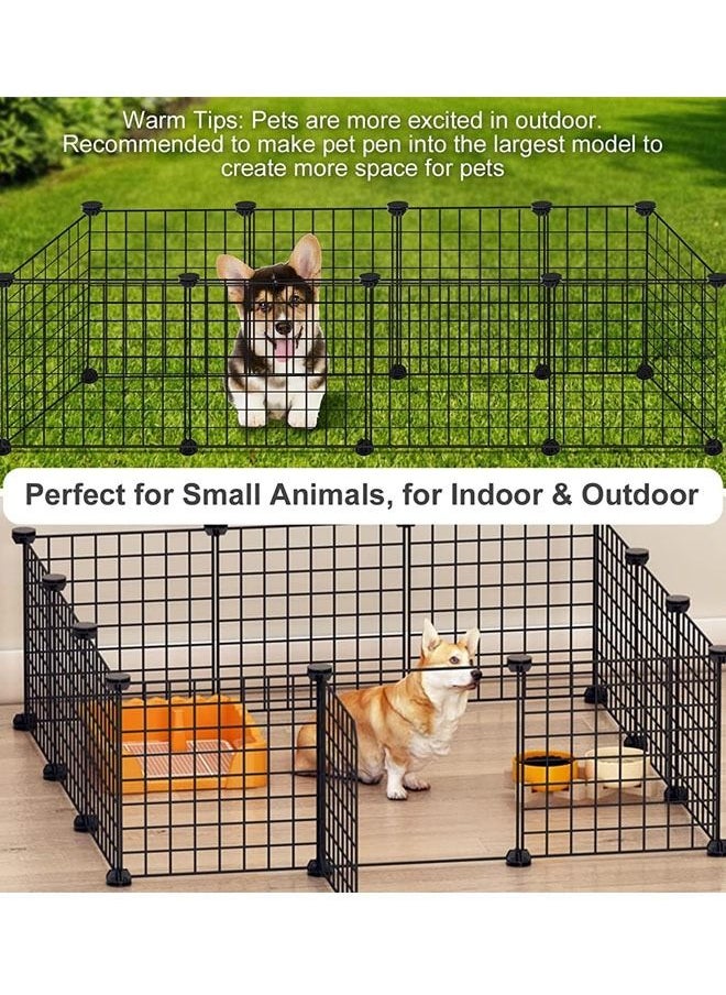 HQ-GAMING - Dog Play Pens for Indoor Dog Puppy Cat Pen Small Animal Cage Indoor Portable Metal Wire Yard Fence  for Small Animals Rabbits Kennel Crate Fence Tent Black(Without light strings) - Image 1