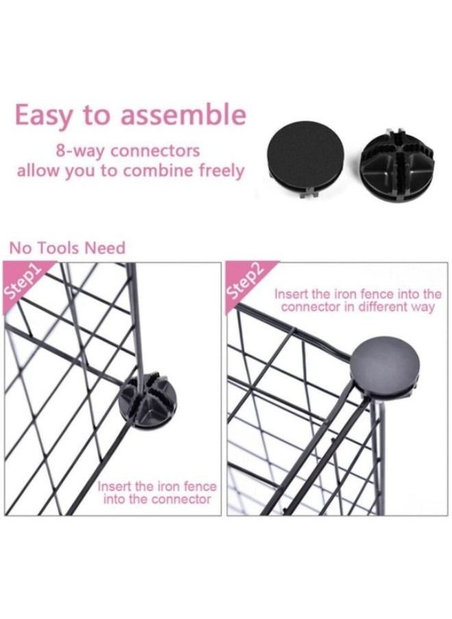HQ-GAMING - Dog Play Pens for Indoor Dog Puppy Cat Pen Small Animal Cage Indoor Portable Metal Wire Yard Fence  for Small Animals Rabbits Kennel Crate Fence Tent Black(Without light strings) - Image 1