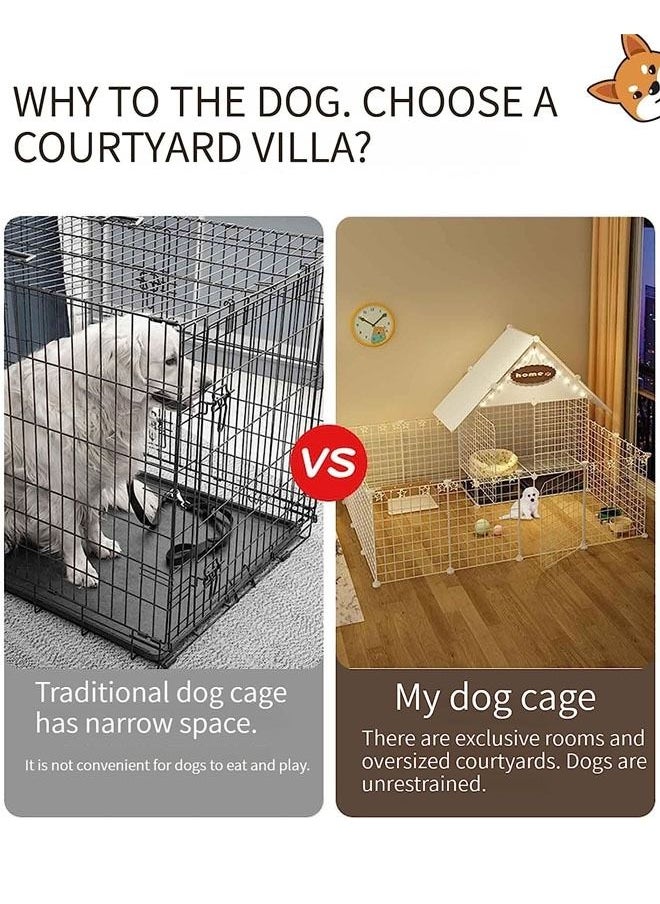 HQ-GAMING - Dog Play Pens for Indoor Dog Puppy Cat Pen Small Animal Cage Indoor Portable Metal Wire Yard Fence  for Small Animals Rabbits Kennel Crate Fence Tent Black(Without light strings) - Image 1