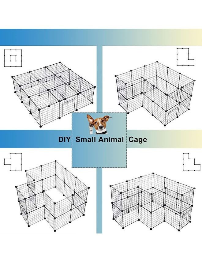 HQ-GAMING - Dog Play Pens for Indoor Dog Puppy Cat Pen Small Animal Cage Indoor Portable Metal Wire Yard Fence  for Small Animals Rabbits Kennel Crate Fence Tent Black(Without light strings) - Image 1