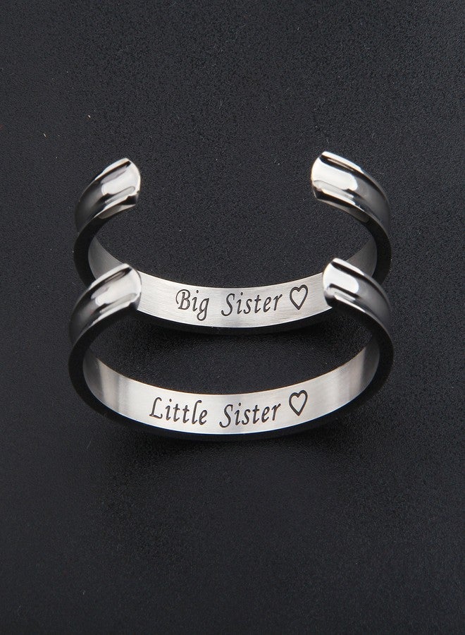 Zuo Bao Big Sister Little Sister Bracelet Hair Tie Bracelet Stainless Steel Cuff Bangle Beacelet (Silver Set) - Image 3