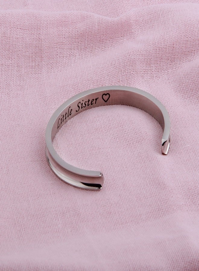 Zuo Bao Big Sister Little Sister Bracelet Hair Tie Bracelet Stainless Steel Cuff Bangle Beacelet (Silver Set) - Image 5