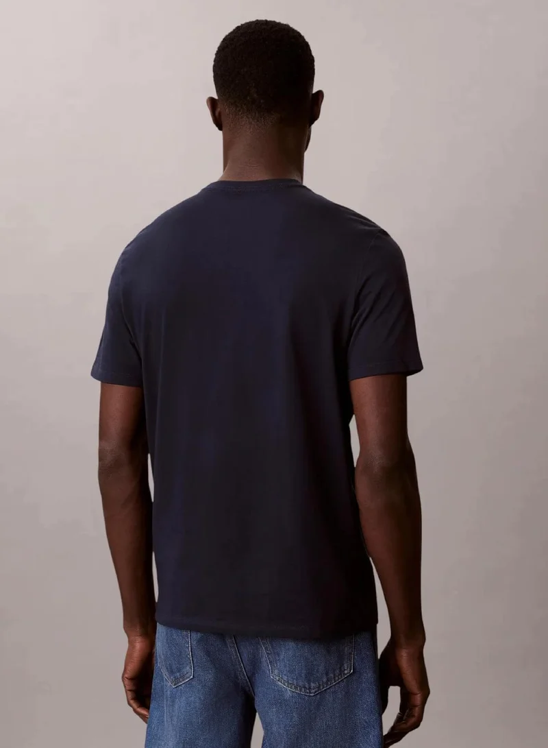 Calvin Klein Dark Sapphire Logo Graphic Crew Neck T-Shirt for Men | Best Price UAE
