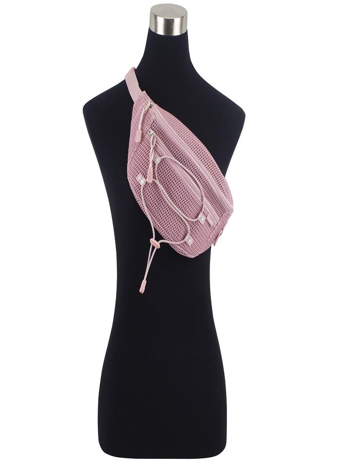 BODHI Posh Mesh Semi-Transparent See Through Waist Belt Bag Fanny Pack, 15 Inches, Dusty Rose - Image 5