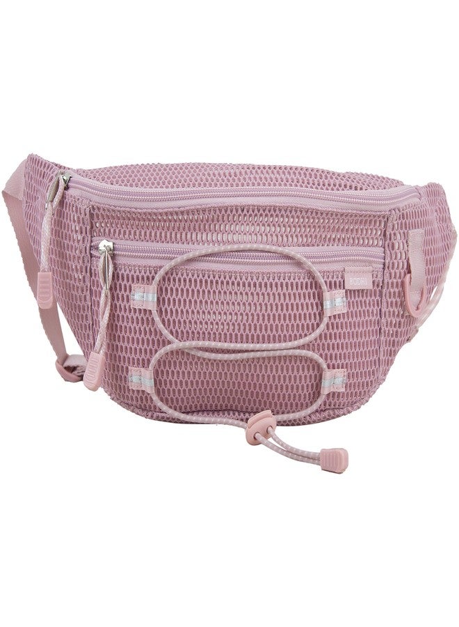 BODHI Posh Mesh Semi-Transparent See Through Waist Belt Bag Fanny Pack, 15 Inches, Dusty Rose - Image 2