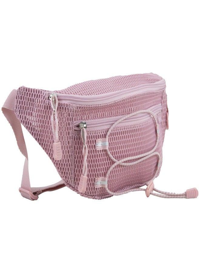 BODHI Posh Mesh Semi-Transparent See Through Waist Belt Bag Fanny Pack, 15 Inches, Dusty Rose - Image 1