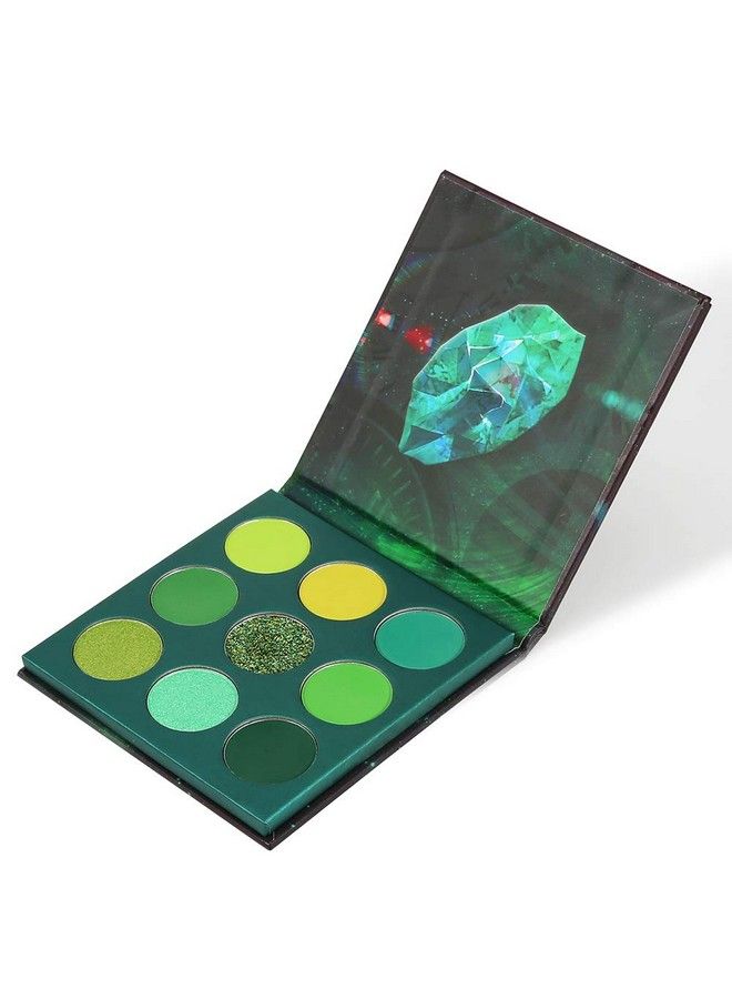 docolor Eyeshadow Palette 9 Colors Gemstone Shadow Palette Highly Pigmented Mattes Shimmers Naked Smokey Glitter Cream Colorful Powder Blendable Long Lasting Waterproof Makeup PaletteGreen - Image 2