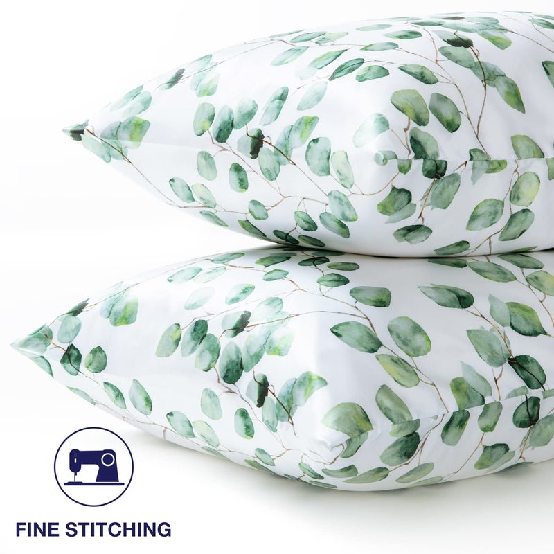 EXQ Home EXQ Home Satin Pillowcase for Hair and Skin Pillow Cases King Size Pillow Case Set of 2 Satin Pillow Covers with Envelope Closure Ink Leaf (20""x36"")  - Image 4