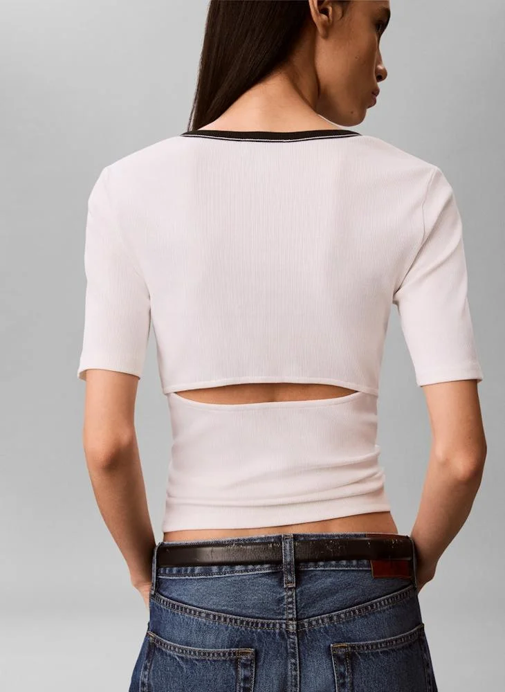 Calvin Klein Jeans Casual 2X2 Baby Rib Scoop Nk Cutout