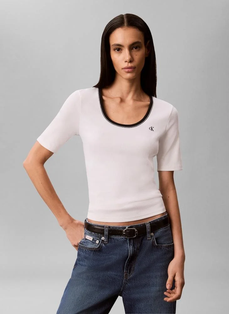 Calvin Klein Jeans Casual 2X2 Baby Rib Scoop Nk Cutout