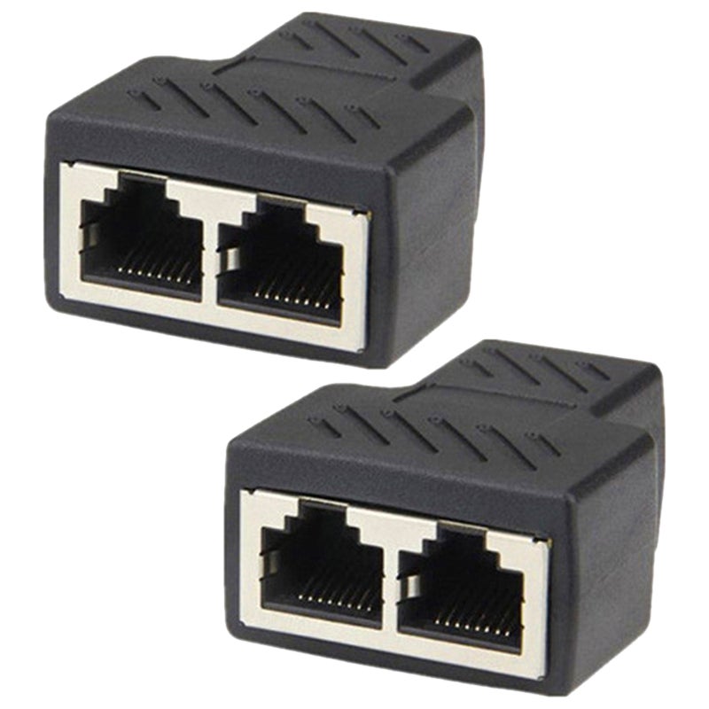 2pcs Network Cable Connector Splitter Connector Black Network Connector Household Network Connector - Image 1