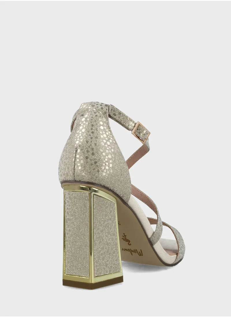 منبور Ankle Strap Mid Heel Sandals