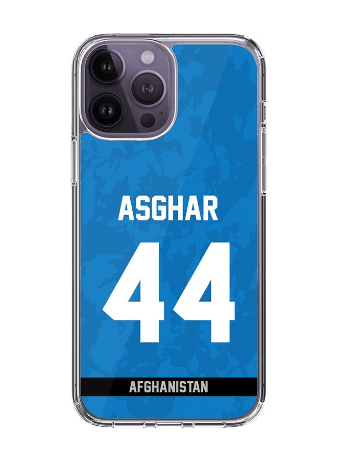 Classic Clear Case for iPhone 14 Pro Max , Hybrid Soft Case Transparent Cover - Player Name - Asghar Afghan, Jersey Number- 44