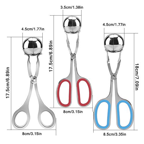 AIFUDA 3 Pcs Stainless Steel Meat Ballers, AIFUDA Nonstick Meatball Scoop Ball Maker Ice Tongs for Cake Pop, Ice Cream Scoop, Fruit, Cookie Dough, Melon - Image 3