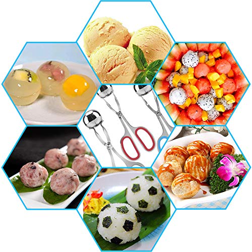 AIFUDA 3 Pcs Stainless Steel Meat Ballers, AIFUDA Nonstick Meatball Scoop Ball Maker Ice Tongs for Cake Pop, Ice Cream Scoop, Fruit, Cookie Dough, Melon - Image 5
