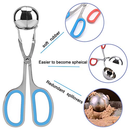 AIFUDA 3 Pcs Stainless Steel Meat Ballers, AIFUDA Nonstick Meatball Scoop Ball Maker Ice Tongs for Cake Pop, Ice Cream Scoop, Fruit, Cookie Dough, Melon - Image 4