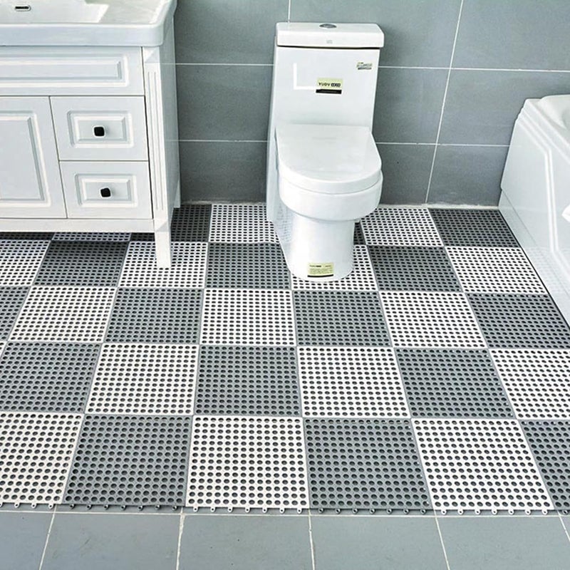 AASTIK SALES Floor Tiles Mats Interlocking Floor Mats NonSlip Shower Bathroom Pool Plastic Shower Floor Tile Vented Floor Tile for Locker Room Basement Stairs12x12 6PIC - Image 4