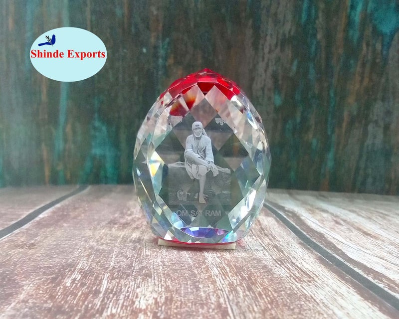 SHINDE EXPORTS shirdi sai Baba Idol for car Dashboard/Crystal Statue 2.5 inches (RED) - Image 3