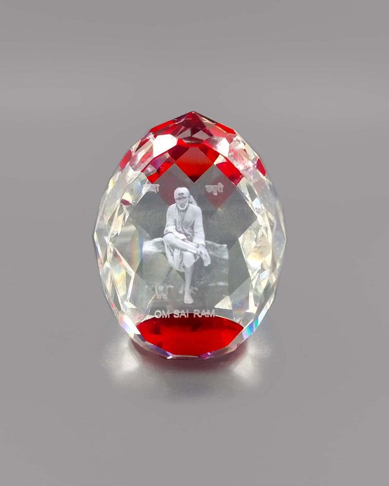 SHINDE EXPORTS shirdi sai Baba Idol for car Dashboard/Crystal Statue 2.5 inches (RED) - Image 1